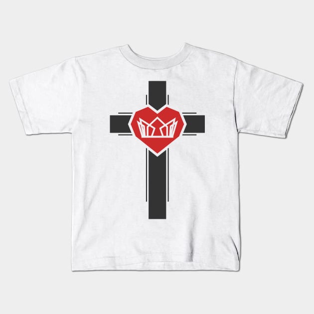 Crown of thorns inside the heart on the cross Kids T-Shirt by Reformer